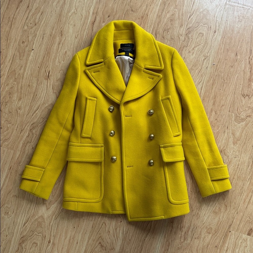J.Crew Stadium-cloth Majesty Peacoat Yellow Double Breasted 2 Wool Women’s